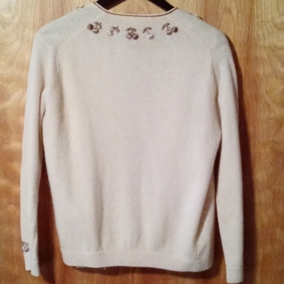 Vintage sweater tan embroidery 40 - Picture 8 of 13